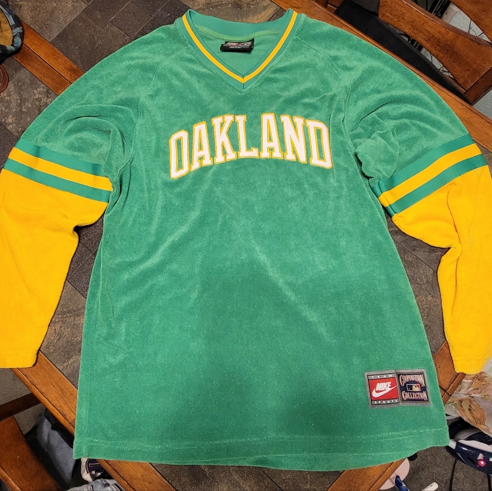 NIKE MLB Vtg 90's Cooperstown Collection Oakland Athletics Fleece Men L Baseball